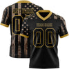Custom Black Old Gold 3D Pattern American Flag Authentic Football Jersey
