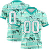 Custom Aqua White 3D Pattern Hawaii Palm Trees Authentic Football Jersey