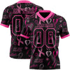 Custom Black Pink 3D Pattern Pink Ribbon Breast Cancer Awareness Month Women Health Care Support Authentic Football Jersey