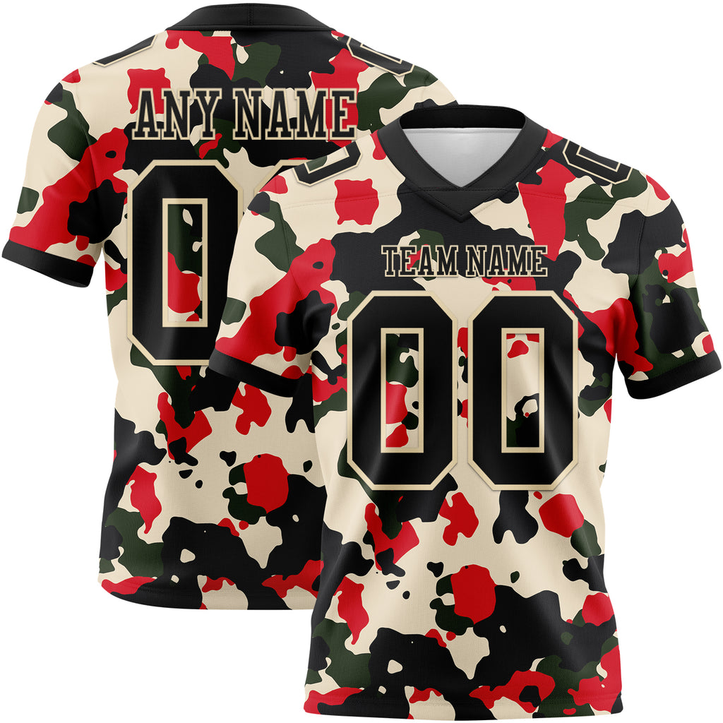 Custom Camo Black-Cream 3D Pattern Salute To Service Mesh Authentic Football Jersey