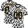 Custom White Black-Old Gold 3D Pattern Leopard Print Authentic Football Jersey