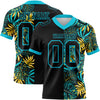 Custom Black Lakes Blue 3D Pattern Beach Tropical Hawaii Palm Leaves Authentic Football Jersey