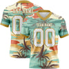 Custom Aqua White-Old Gold 3D Pattern Tropical Hawaii Palm Trees Authentic Football Jersey
