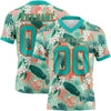 Custom Teal Orange 3D Pattern Hawaii Palm Leaves And Flowers Authentic Football Jersey