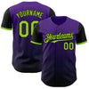 Custom Purple Neon Green-Black 3D Pattern Design Gradient Geometric Shape Authentic Baseball Jersey