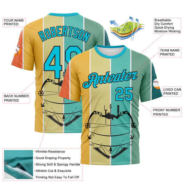 Custom Lakes Blue Black 3D Pattern Design Arrow Archery Bow Target Performance T-Shirt