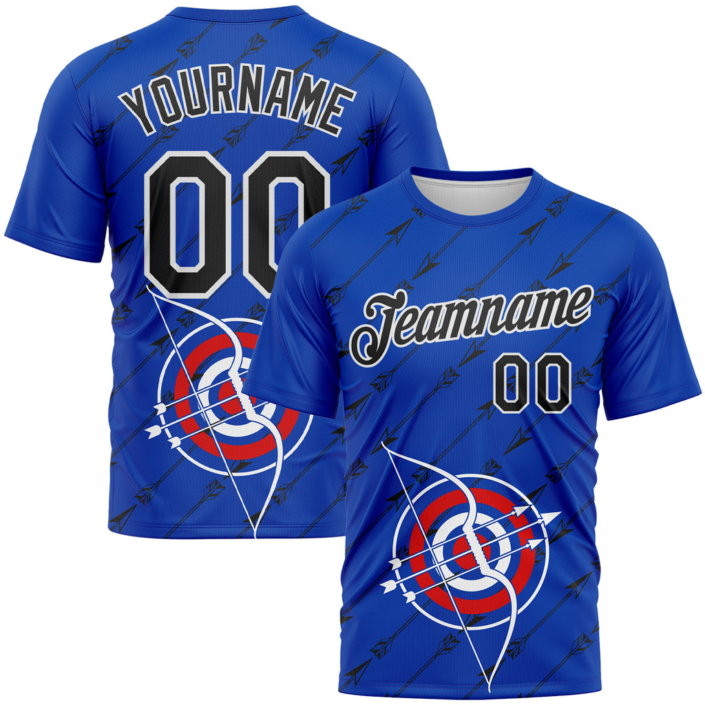 Custom Thunder Blue Black-White 3D Pattern Design Arrow Archery Bow Target Performance T-Shirt