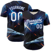 Custom Blue White-Royal 3D Pattern Design Outer Space Starships Authentic Baseball Jersey