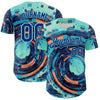 Custom Blue Royal-Ice Blue 3D Pattern Design Outer Space Authentic Baseball Jersey