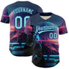 Custom Blue Ice Blue-Royal 3D Pattern Design Outer Space Starships Authentic Baseball Jersey
