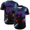 Custom Black Dark Purple-Medium Purple 3D Pattern Design Outer Space Light Swords Authentic Baseball Jersey