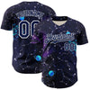 Custom Dark Purple Navy-White 3D Pattern Design Outer Space Galaxy Solar Authentic Baseball Jersey