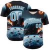 Custom Blue Shadow Blue-White 3D Pattern Design Outer Space Starships Authentic Baseball Jersey