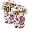 Custom White Black Crimson-Gold 3D Polynesian Style Tiki Culture Islander Authentic Baseball Jersey
