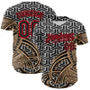 Custom White Black Old Gold-Fire Red 3D Polynesian Style Islander Authentic Baseball Jersey