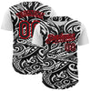 Custom Black White-Fire Red 3D Polynesian Style Islander Authentic Baseball Jersey