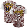 Custom White Black Brown-Gold 3D Polynesian Style Islander Authentic Baseball Jersey