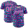 Custom Black Pink Purple-Sky Blue 3D Pattern Design Trippy Psychedelic Magic Mushrooms Authentic Baseball Jersey