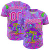 Custom Purple Deep Pink-White 3D Pattern Design Trippy Psychedelic Magic Mushrooms Authentic Baseball Jersey