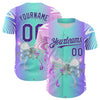 Custom Blue Purple-Ice Blue 3D Pattern Design Trippy Acid Butterfly Authentic Baseball Jersey