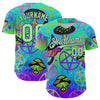 Custom Blue Pea Green-Purple 3D Pattern Design Trippy Magic Mushrooms Pentacle Authentic Baseball Jersey