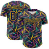 Custom Navy Gold 3D Pattern Design Mardi Gras Shrove Tuesday Authentic Baseball Jersey