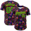 Custom Purple Grass Green-Gold 3D Pattern Design Mardi Gras Shrove Tuesday Authentic Baseball Jersey