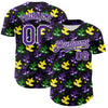 Custom Black Purple-White 3D Pattern Design Mardi Gras Shrove Tuesday Authentic Baseball Jersey