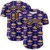 Custom Dark Purple Gold 3D Pattern Design Mardi Gras Shrove Tuesday Authentic Baseball Jersey