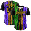 Custom Black Gold 3D Pattern Design Mardi Gras Shrove Tuesday Authentic Baseball Jersey