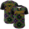 Custom Black Gold 3D Pattern Design Mardi Gras Shrove Tuesday Authentic Baseball Jersey