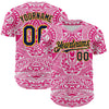 Custom Hot Pink Navy-Gold 3D Pattern Design Burner Costumes Ethnic Floral Authentic Baseball Jersey