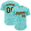 Custom Ice Blue Navy-Gold 3D Pattern Design Burner Costumes Tribal Tattoo Authentic Baseball Jersey