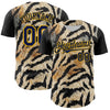 Custom Black Navy-Gold 3D Pattern Design Burner Costumes Tiger Print Authentic Baseball Jersey