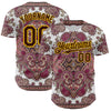 Custom White Brown Red-Yellow 3D Pattern Design Burner Costumes Exotic Authentic Baseball Jersey