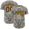 Custom Green Brown-Yellow 3D Pattern Design Burner Costumes Exotic Authentic Baseball Jersey