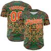 Custom Green Orange-White 3D Pattern Design Burner Costumes Exotic Authentic Baseball Jersey
