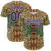Custom Green Royal White-Orange 3D Pattern Design Burner Costumes Exotic Authentic Baseball Jersey