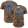 Custom Orange Royal-White 3D Pattern Design Burner Costumes Exotic Authentic Baseball Jersey