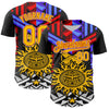 Custom Black Yellow Red-White 3D Pattern Design Rave Party Sun Tribal Authentic Baseball Jersey