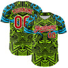 Custom Green Red Blue Black-White 3D Pattern Design Burner Costumes Tribal Authentic Baseball Jersey