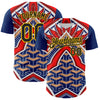Custom Blue Black Red-Yellow 3D Pattern Design Burner Costumes Tribal Authentic Baseball Jersey