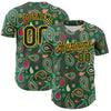 Custom Kelly Green Black-Yellow 3D Pattern Design Burner Costumes Paisley Bandana Authentic Baseball Jersey