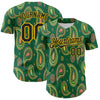 Custom Kelly Green Black-Yellow 3D Pattern Design Burner Costumes Paisley Bandana Authentic Baseball Jersey