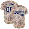 Custom Cream Navy-White 3D Pattern Design Burner Costumes Paisley Bandana Authentic Baseball Jersey