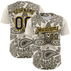 Custom Cream Navy-Yellow 3D Pattern Design Burner Costumes Paisley Bandana Authentic Baseball Jersey