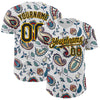 Custom White Black-Yellow 3D Pattern Design Burner Costumes Paisley Bandana Authentic Baseball Jersey