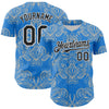 Custom Electric Blue Black-White 3D Pattern Design Burner Costumes Paisley Bandana Authentic Baseball Jersey