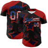 Custom Red USA Flag Black-Royal 3D America-Inspired Authentic Baseball Jersey