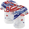Custom White Red-Royal 3D American Flag America-Inspired Authentic Baseball Jersey